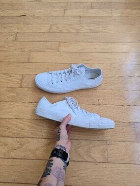 Converse | Jack Purcell White Monochrome Leather Low Top Sneakers  | Men's 11.5
